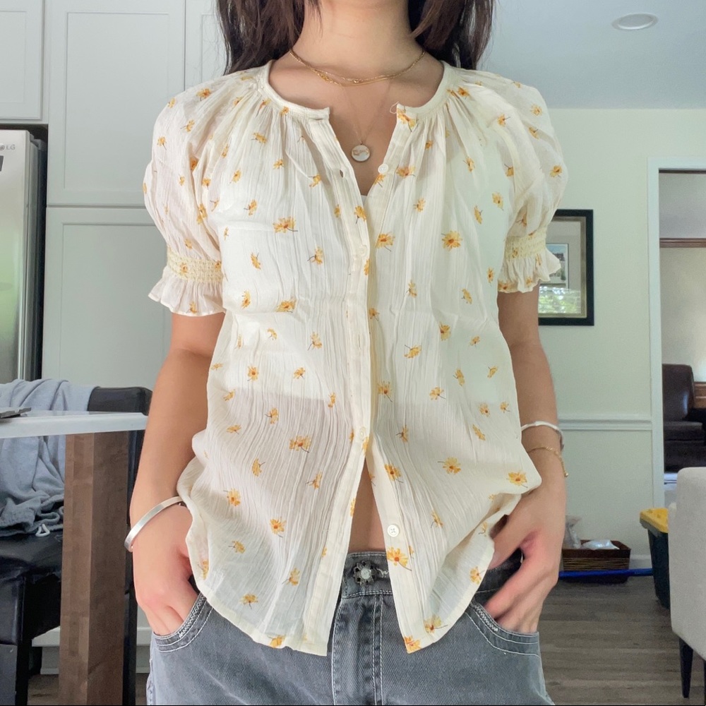Floral button down blouse